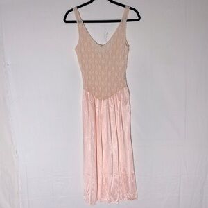 Vintage Baby Pink Lace Top W Satiny Skirt Slip Dress Lingerie M Balletcore Fairy